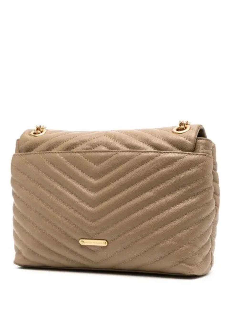 Rebecca Minkoff Edie Flap Chevron Quilted Leather Shoulder Bag in Tan - Picture 2 of 16